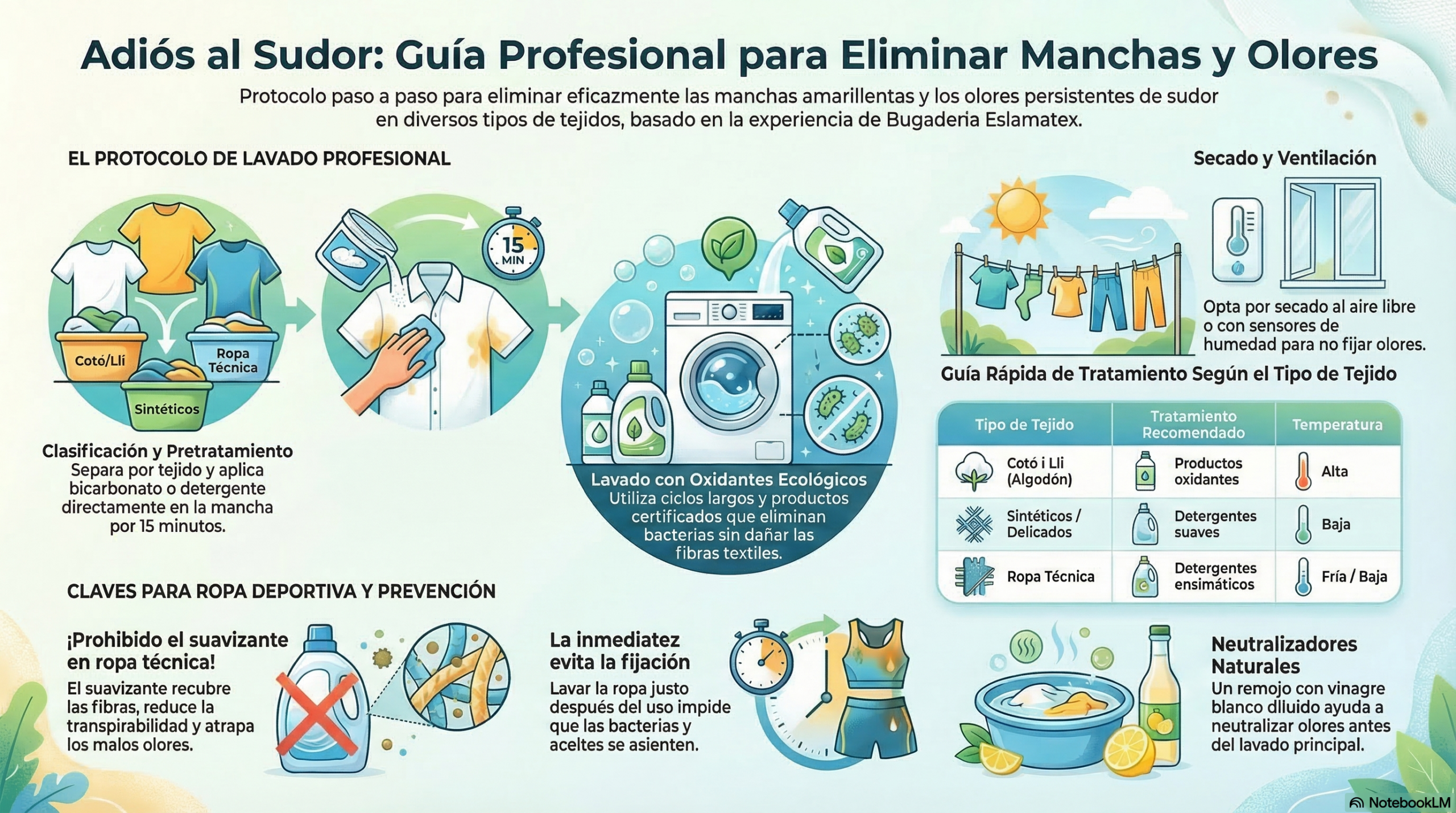 como eliminar manchas sudor ropa lavanderia industrial hotel restaurante barcelona girona costa brava maresme eslamatex